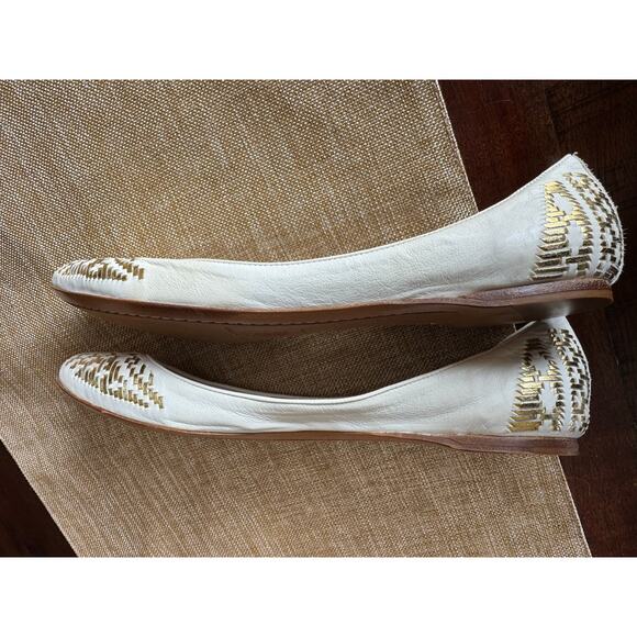 Sigerson Morrison White Gold Leather Ballerina Flats Size 9 Italy (Retail $579) - Picture 8 of 13
